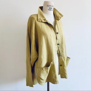 Vintage Linen Minimalist Chore Coat Style Blazer
